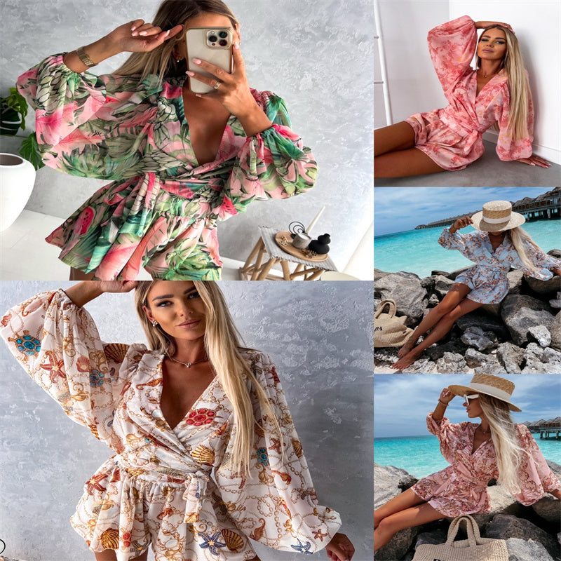 Tropical Rainforest Belted Jumpsuit