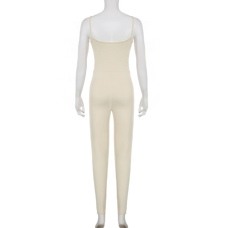 Women's Solid High-Waist Sports Yoga Jumpsuit