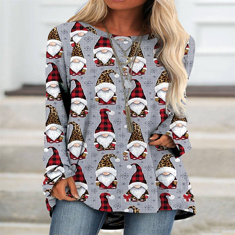 Festive Christmas Print Slim Fit Pullover Sweatshirt