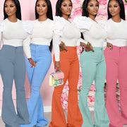 Orange Bell-bottom Pants Suit for Women