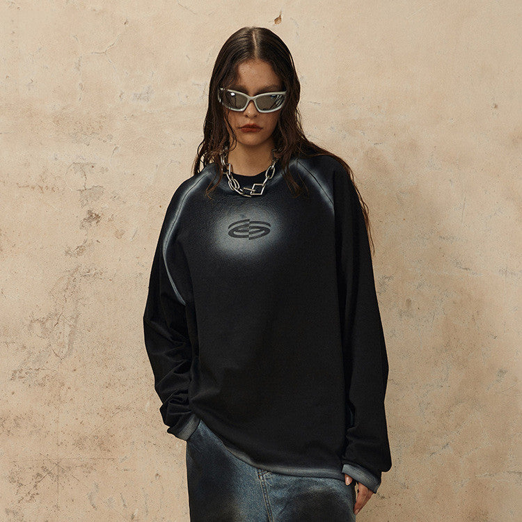 Retro Goth Spray Paint Cotton Loose Graphic Tee