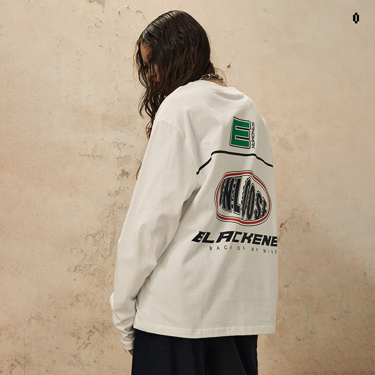 Locomotive Print Long Sleeve Loose Casual Sweatshirt