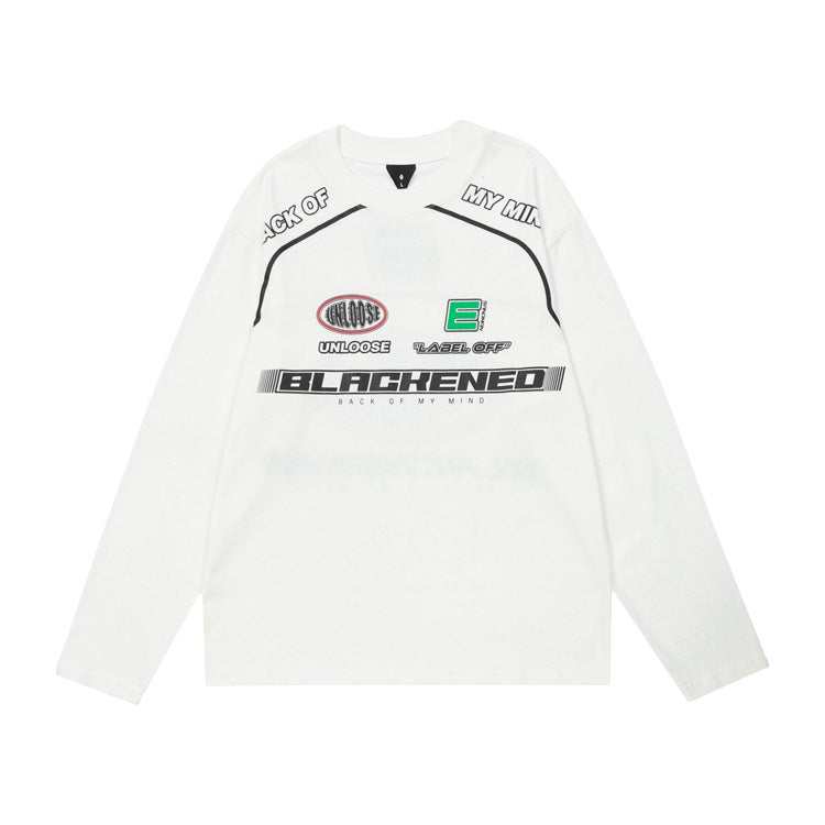 Locomotive Print Long Sleeve Loose Casual Sweatshirt
