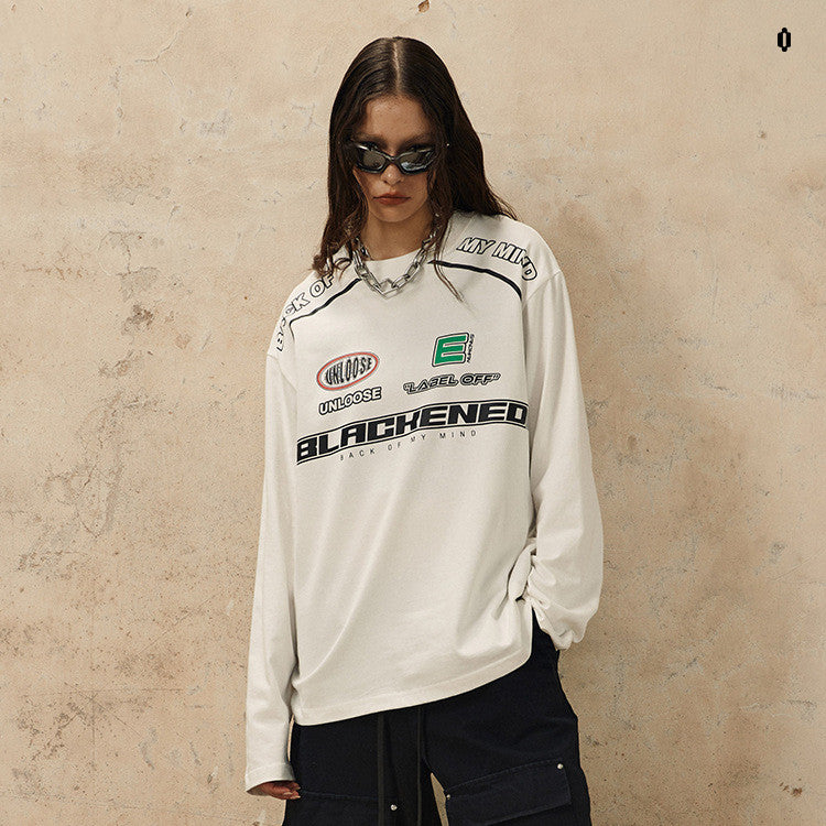 Locomotive Print Long Sleeve Loose Casual Sweatshirt