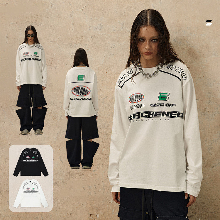 Locomotive Print Long Sleeve Loose Casual Sweatshirt