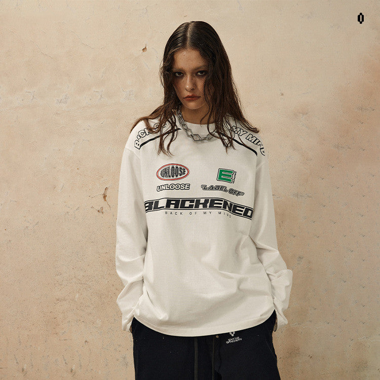 Locomotive Print Long Sleeve Loose Casual Sweatshirt