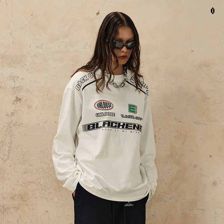Locomotive Print Long Sleeve Loose Casual Sweatshirt