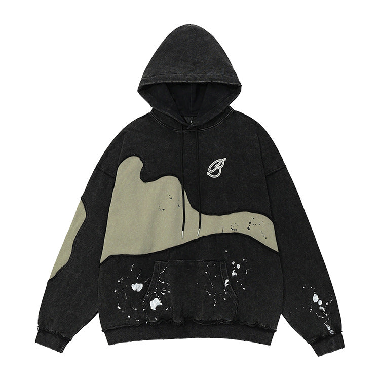Vintage Splash-Ink Patchwork Streetwear Sweater