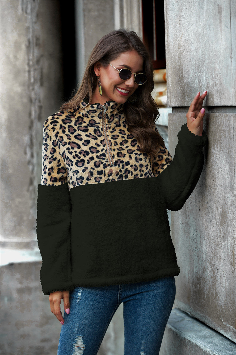 Chic Leopard Print Long-Sleeve Autumn & Winter Sweater