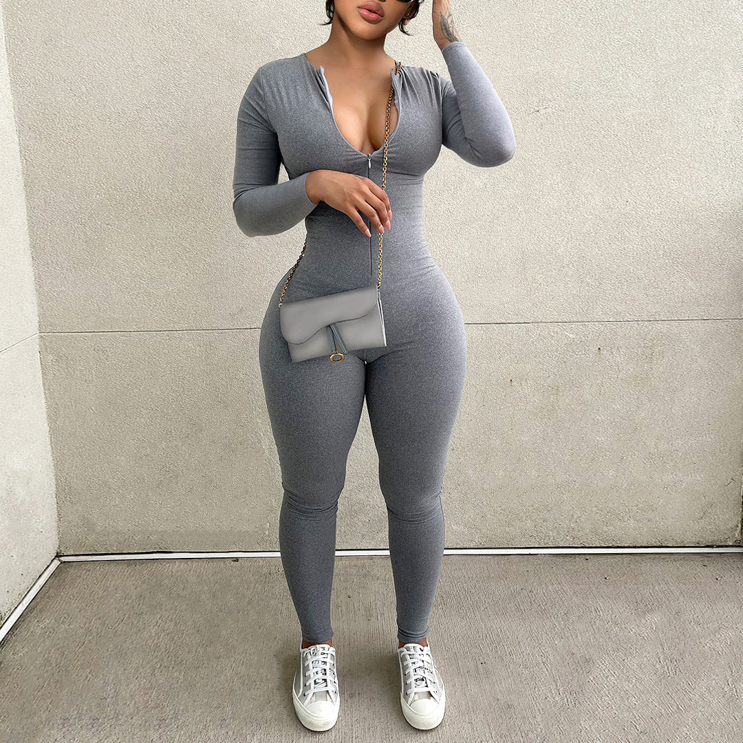 Women's Long Sleeve Tight Jumpsuit Street Fashion Romper