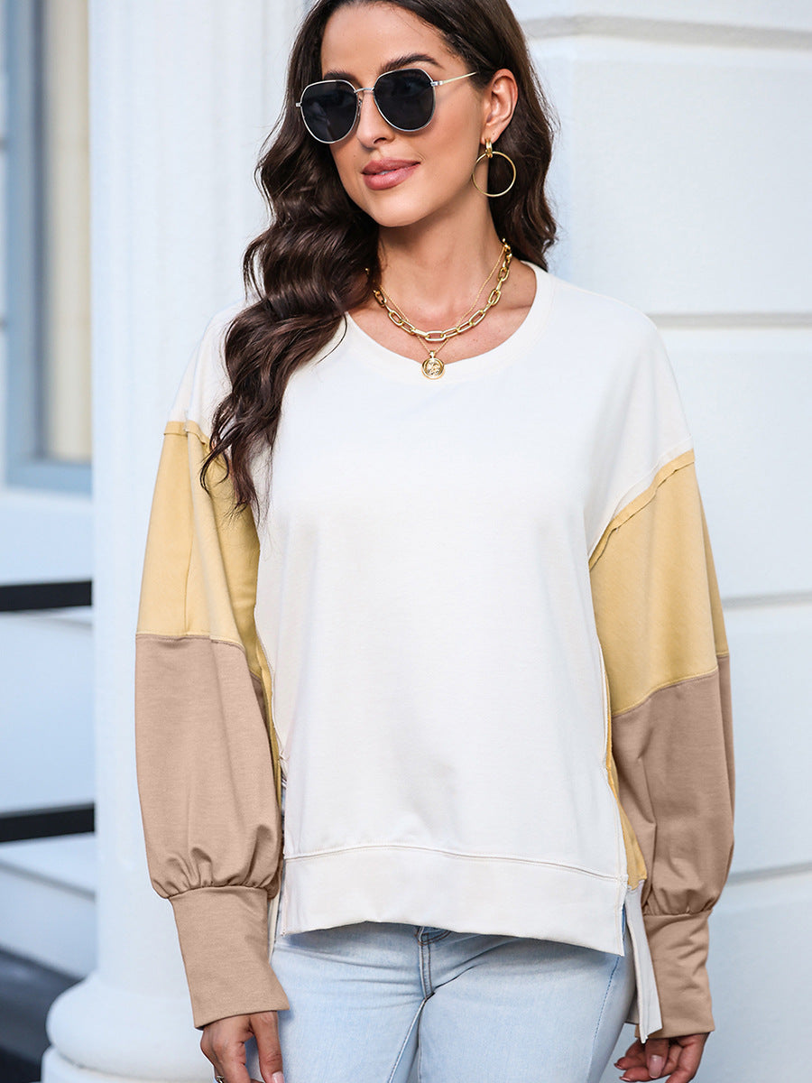 Chic Colorblock Long-Sleeve Pullover Sweater