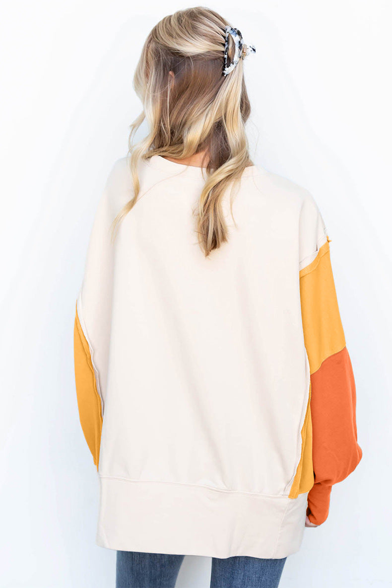 Chic Colorblock Long-Sleeve Pullover Sweater