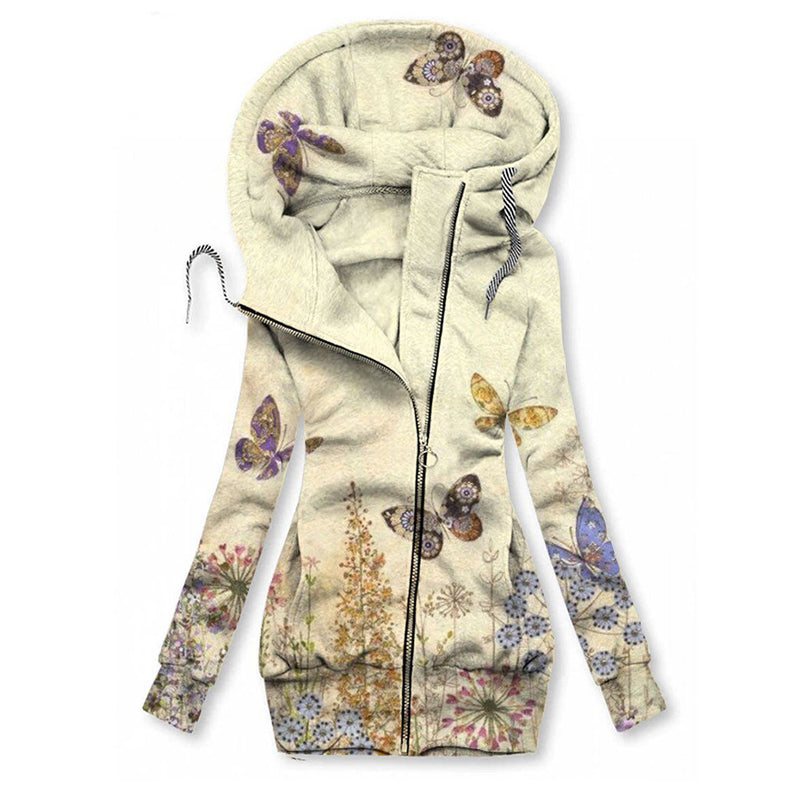 3D Print Zip-Pattern Long Sleeve Hooded Hoodie