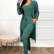 Women's Casual Jumpsuit & Cardigan Set