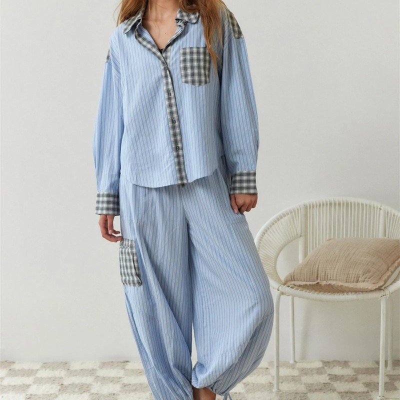 Cozy Plaid Homewear Shirt for Women
