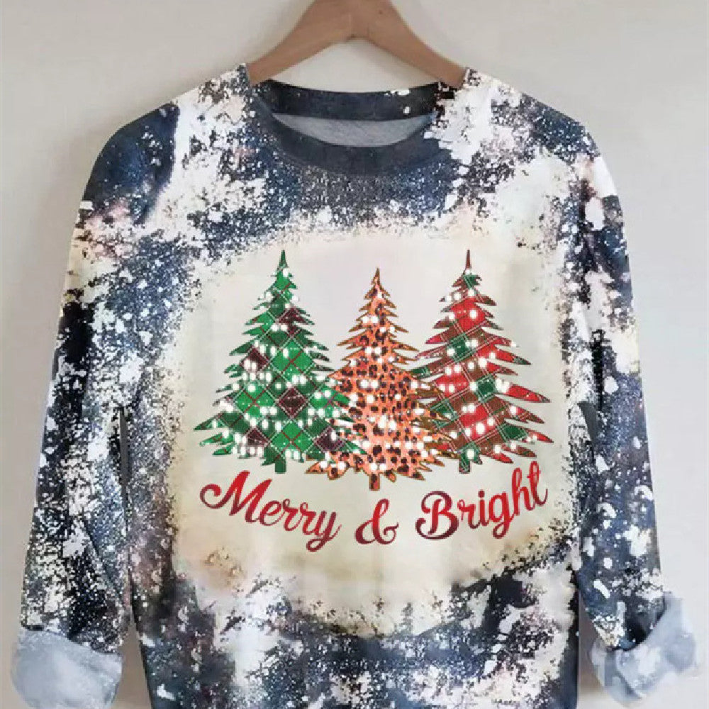 Women's Festive Christmas Tree Long-Sleeve Holiday Top