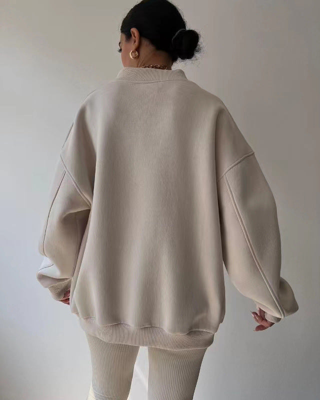 Cozy V-Neck Long Sleeve Loose Pullover Sweater