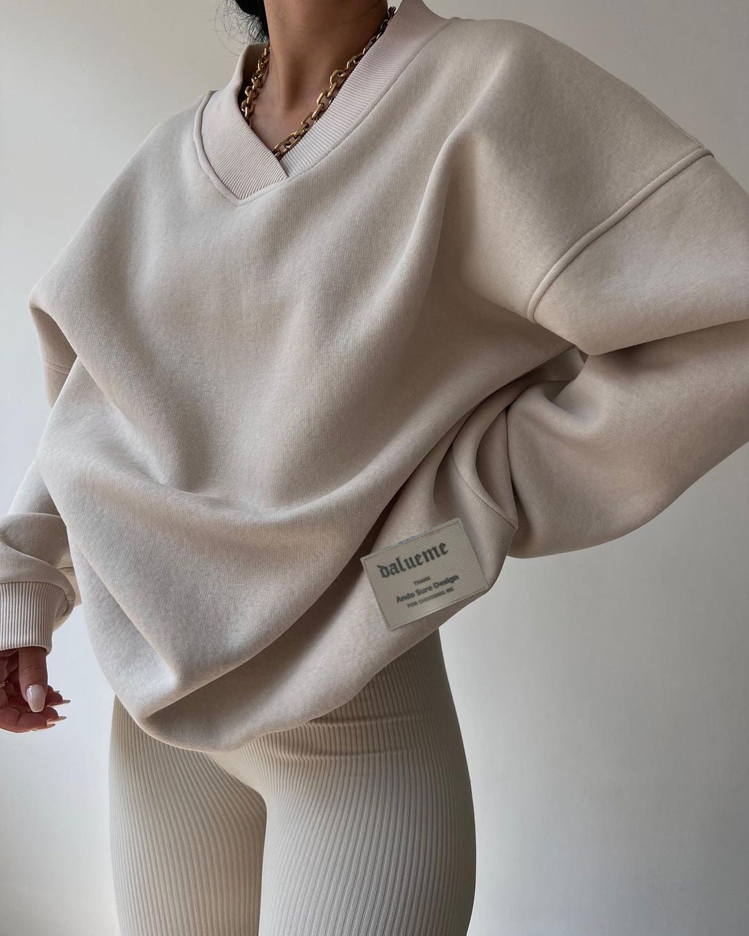 Cozy V-Neck Long Sleeve Loose Pullover Sweater