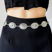 Ancient Turquoise Inlaid Waist Chain Gold Accessory