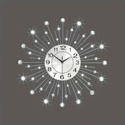 24 Inch Household Large Wall Clock - Minimalist Modern Wall Clocks Silent Non-Ticking Wrought Iron Decorative Wall Clocks Easy to Read for Living Room Kitchen Bathroom Bedroom, silver crystal metal wall decoration suitable for family use