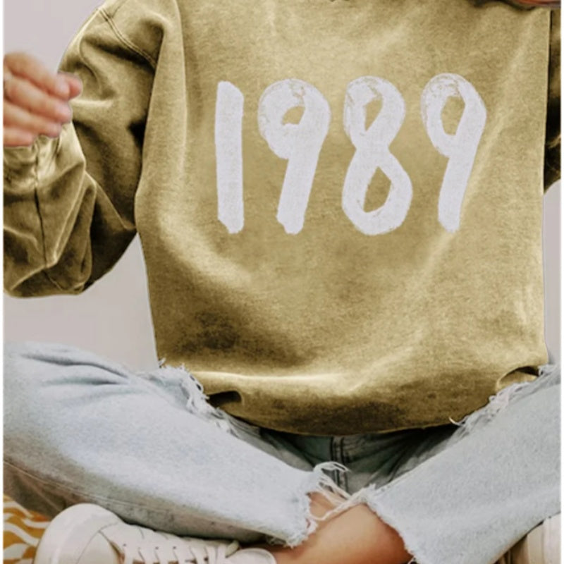 Women's Long Sleeve Printed Crew Neck Casual Sweater Top