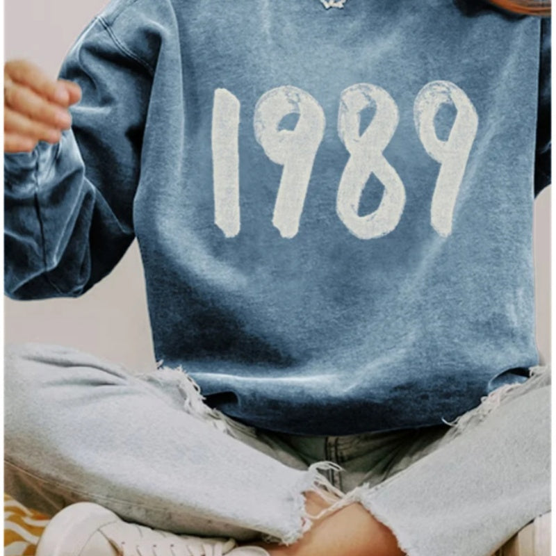 Women's Long Sleeve Printed Crew Neck Casual Sweater Top