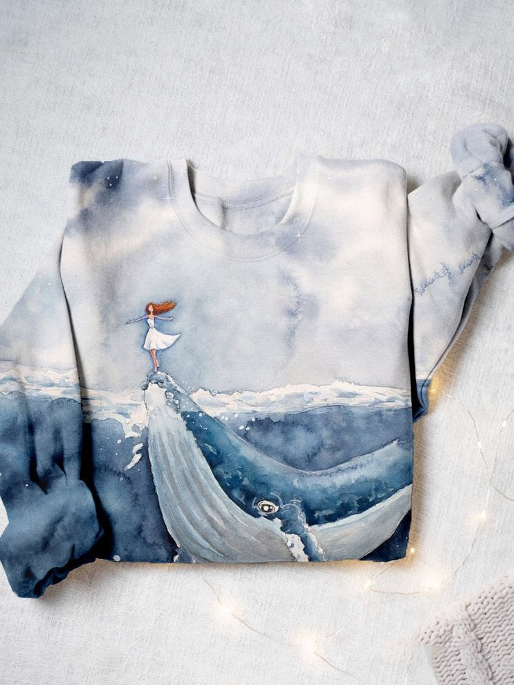 Festive Digital Print Women's Christmas Sweater