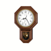 1pc Chiming Wall Clock With Pendulum, Easy To Read Pendulum Plastic Wall Clock With West Minister Chimes & Strike Clock, Battery Operated, Faux Pendulum Clock For Living Room, Bedroom, Office, Home Decor & Gift