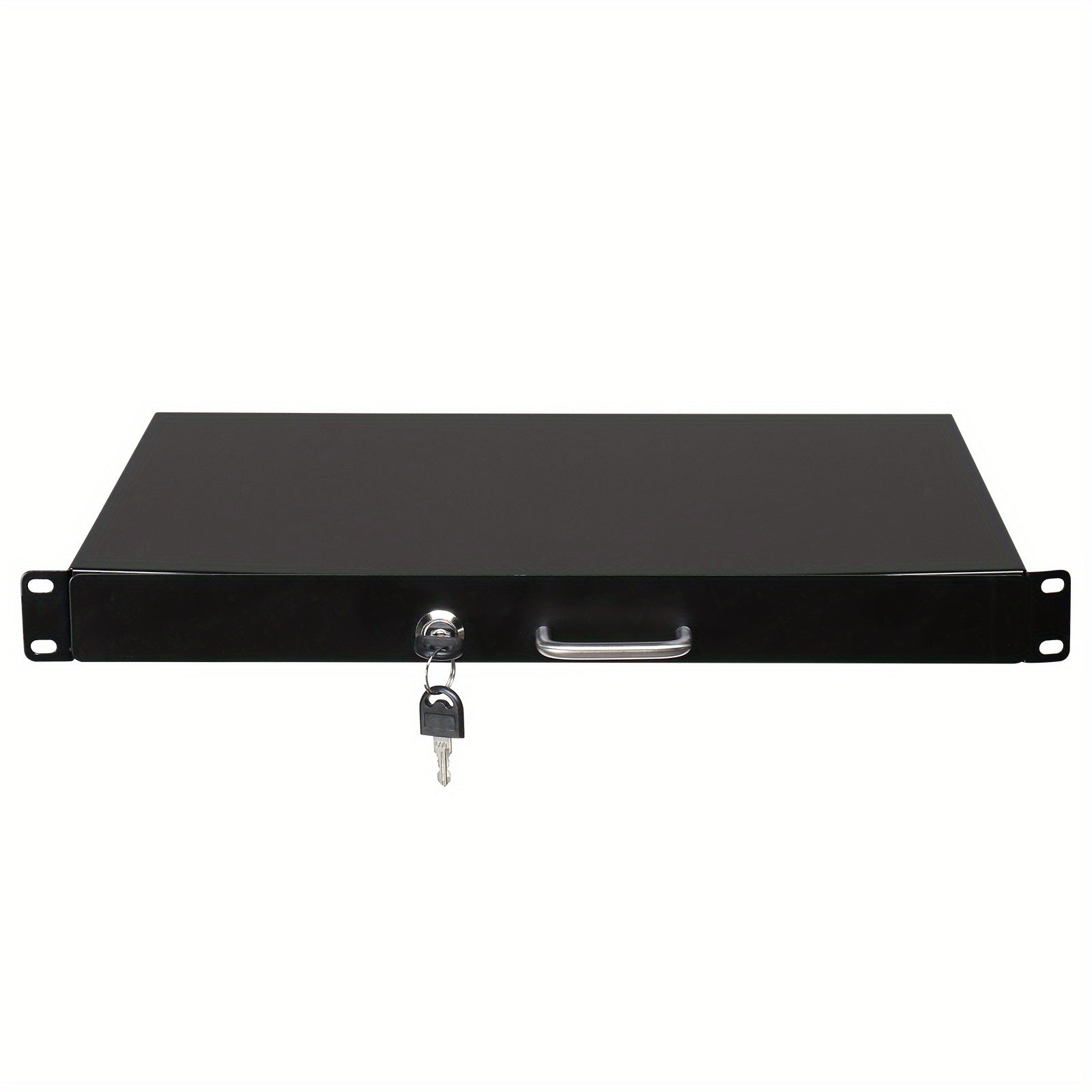 19‑Inch 1U Steel Plate DJ Equipment Cabinet with Drawer and Locking Keys – Black
