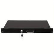 19‑Inch 1U Steel Plate DJ Equipment Cabinet with Drawer and Locking Keys – Black