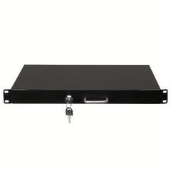 19‑Inch 1U Steel Plate DJ Equipment Cabinet with Drawer and Locking Keys – Black