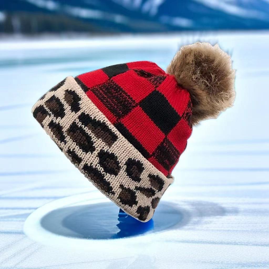 Warm Plaid Beanie Hat