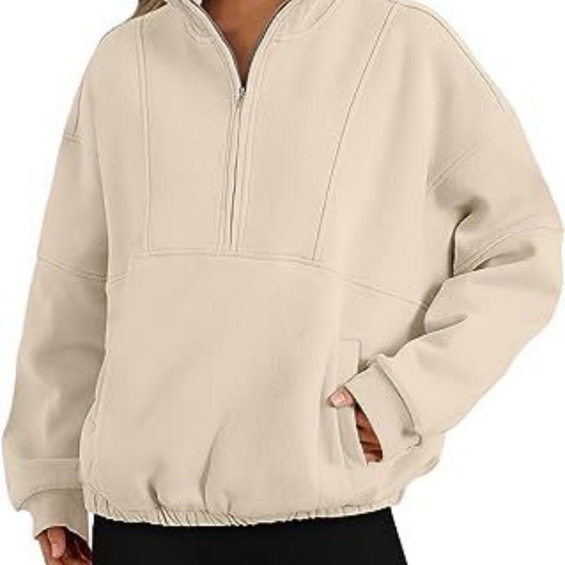Women's Casual Zip Pocket Sports Sweater