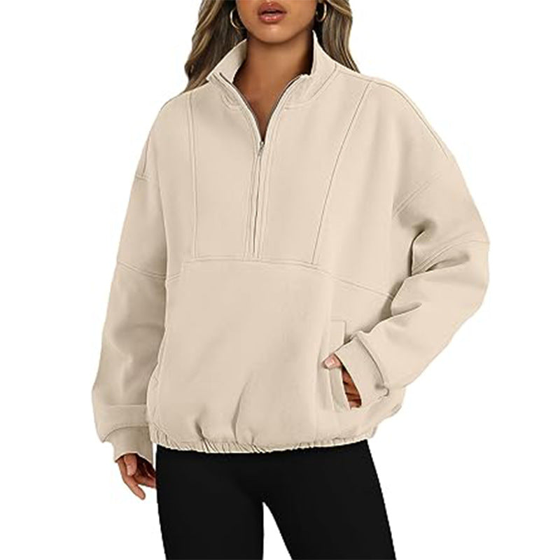 Women's Casual Zip Pocket Sports Sweater