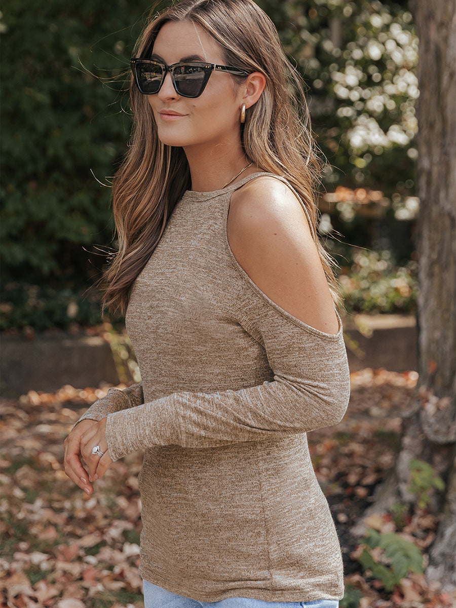 Solid Color Slim Fit Long Sleeve Pullover Top