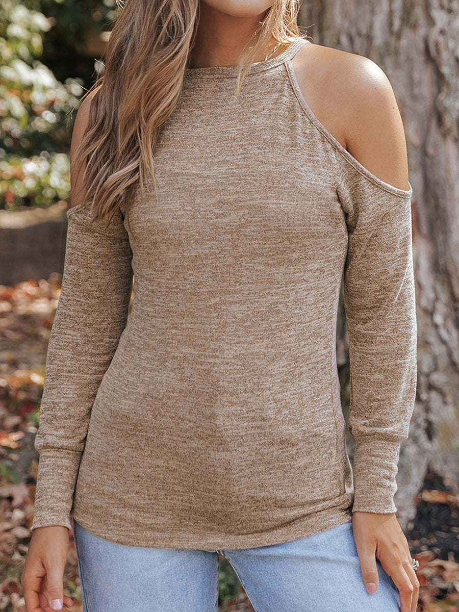 Solid Color Slim Fit Long Sleeve Pullover Top