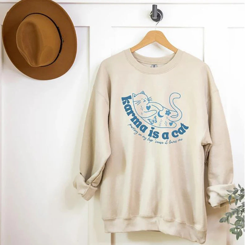 Women's Retro Crew Neck Casual Sports Sweatshirt