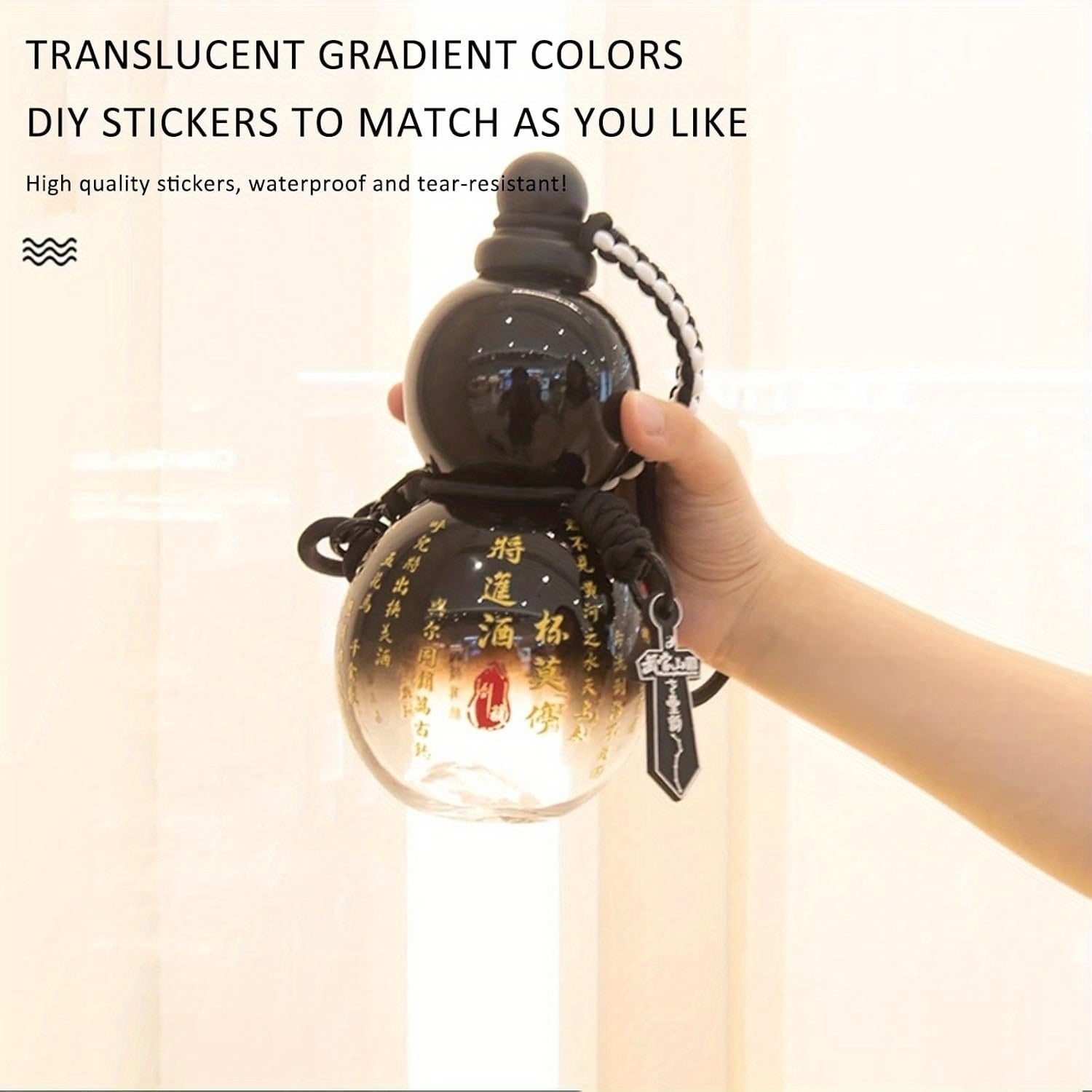 28oz Gourd‑Style Clear Tritan Water Bottle with Strap, Waist Rope, Cup Brush, Charm, and Sticker – Leak‑Proof Screw Top
