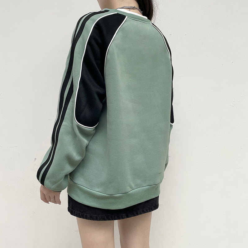 Contrast Braid Knit Sweater - Cozy Loose Fit Pullover