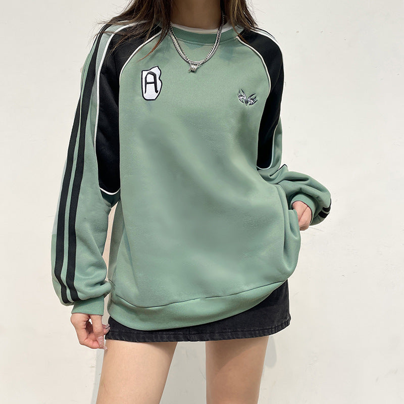 Contrast Braid Knit Sweater - Cozy Loose Fit Pullover