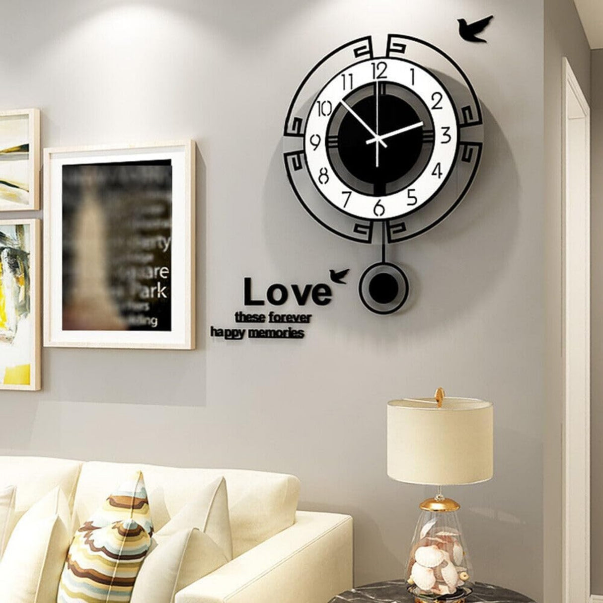 Elegant 18-inch Silent Acrylic Wall Clock, Black & White - Battery Operated, Quiet Second Sweep Movement, Durable & Easy to Clean - Ideal for Living Room, Bedroom, Kitchen Decor