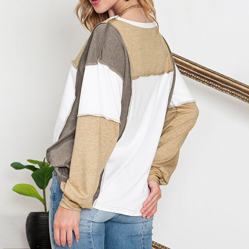 Cozy Colorblock Loose Pullover Casual Sweater