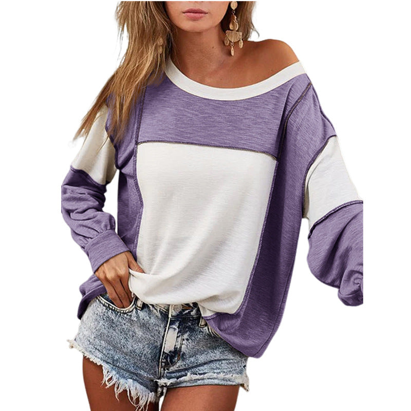 Cozy Colorblock Loose Pullover Casual Sweater