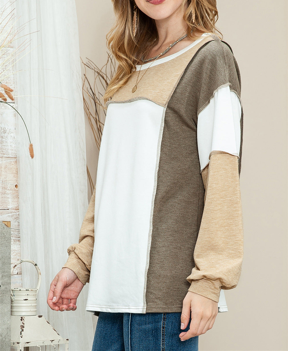 Cozy Colorblock Loose Pullover Casual Sweater
