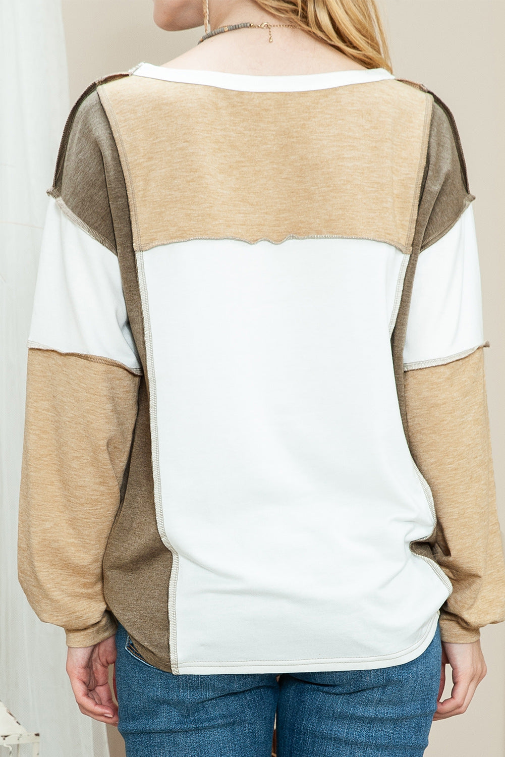 Cozy Colorblock Loose Pullover Casual Sweater
