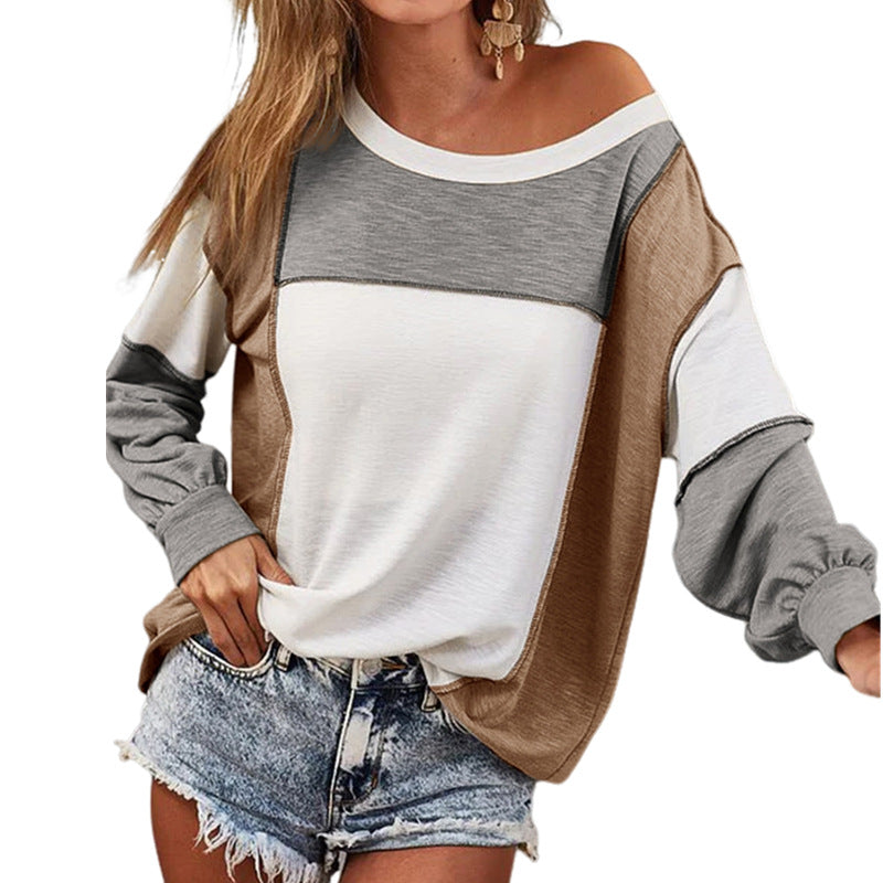 Cozy Colorblock Loose Pullover Casual Sweater