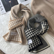 Double-Sided Houndstooth Scarf - Korean Winter Style
