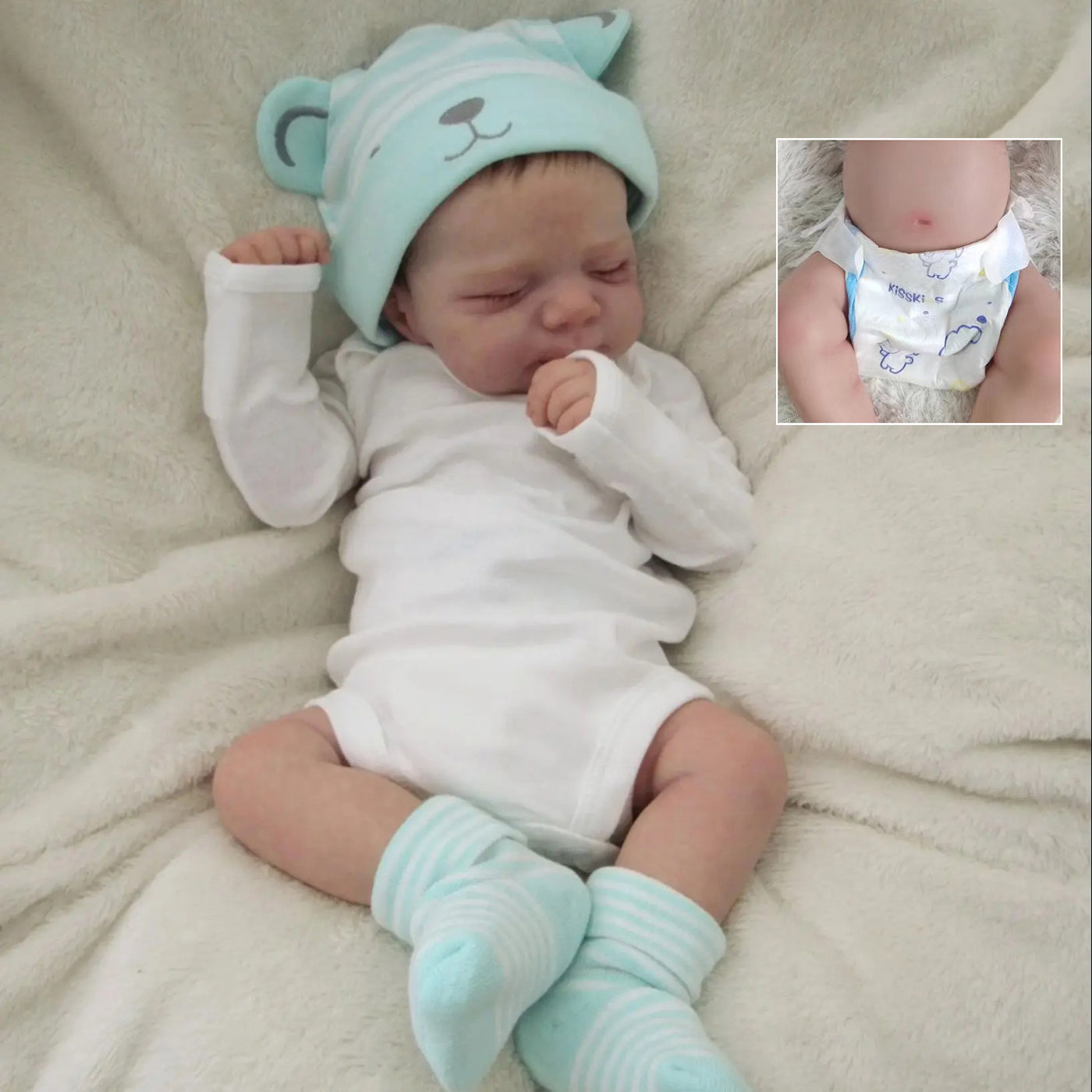 19-Inch Realistic Reborn Baby Girl Doll with 3D-Painted Skin and Visible Veins
