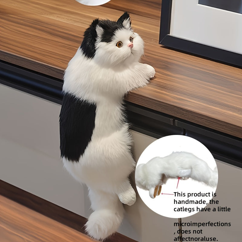 Charming Handmade Plush Cat Statue - Realistic Faux Pet Decor, Lightweight Resin, Perfect for Indoor & Outdoor Use, Ideal Home & Party Gift