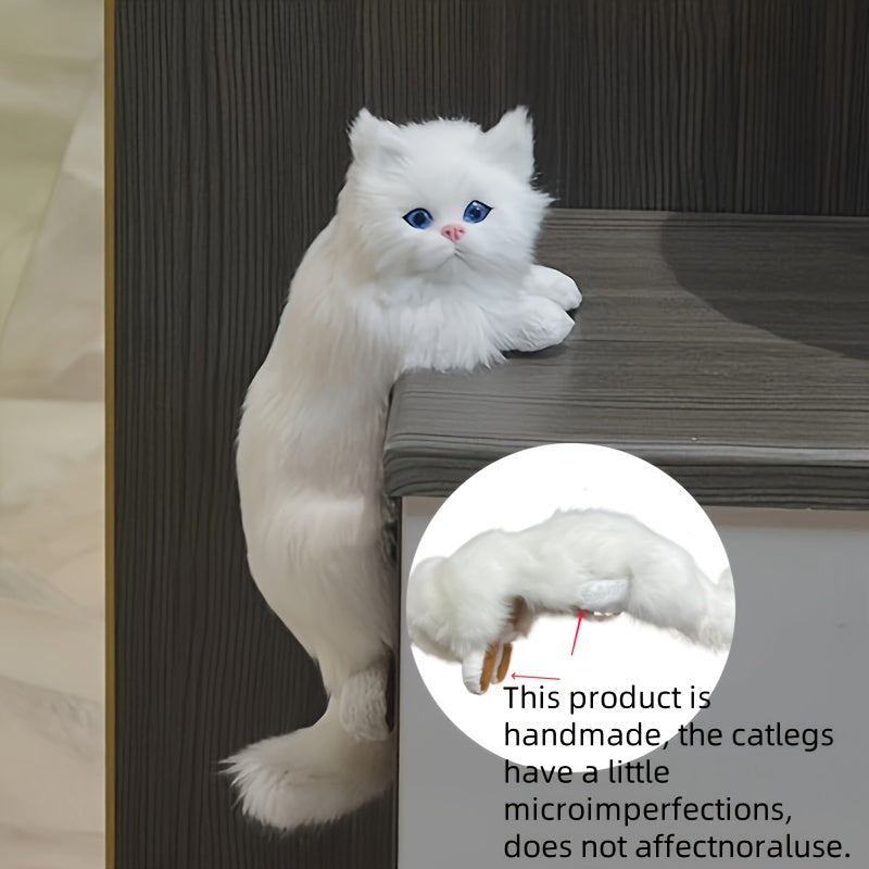Charming Handmade Plush Cat Statue - Realistic Faux Pet Decor, Lightweight Resin, Perfect for Indoor & Outdoor Use, Ideal Home & Party Gift